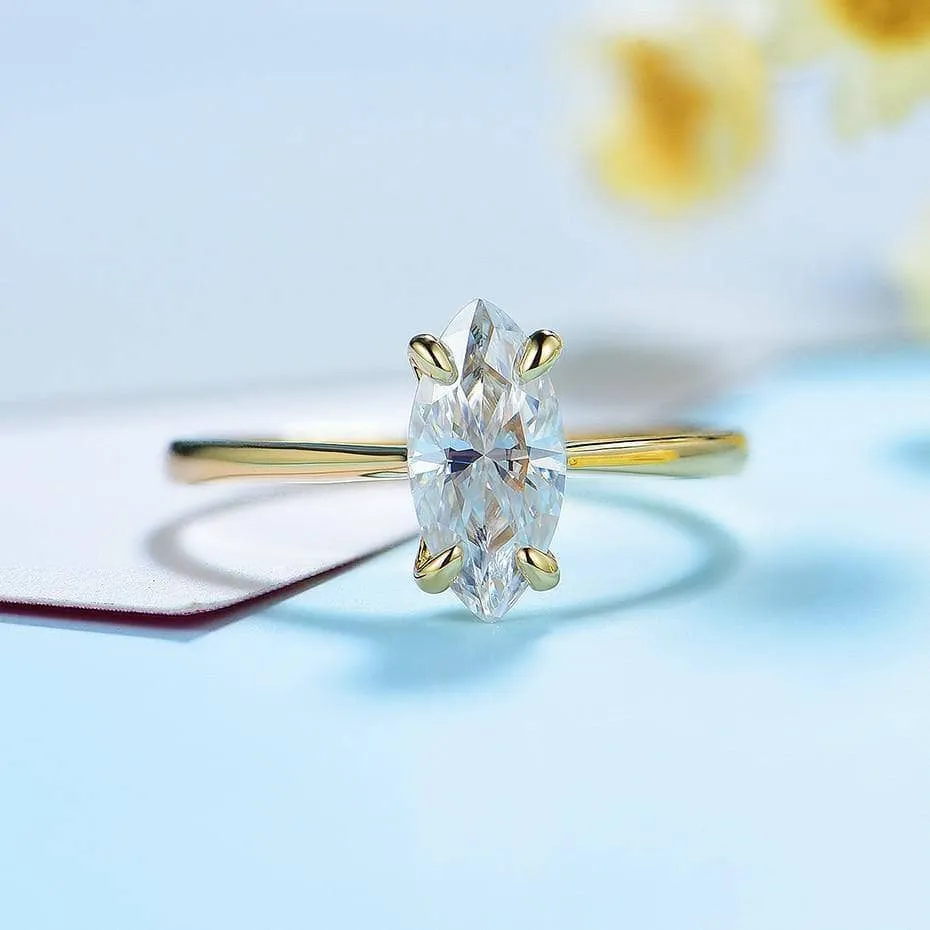 10K Yellow Gold Marquise Cut Diamond Ring