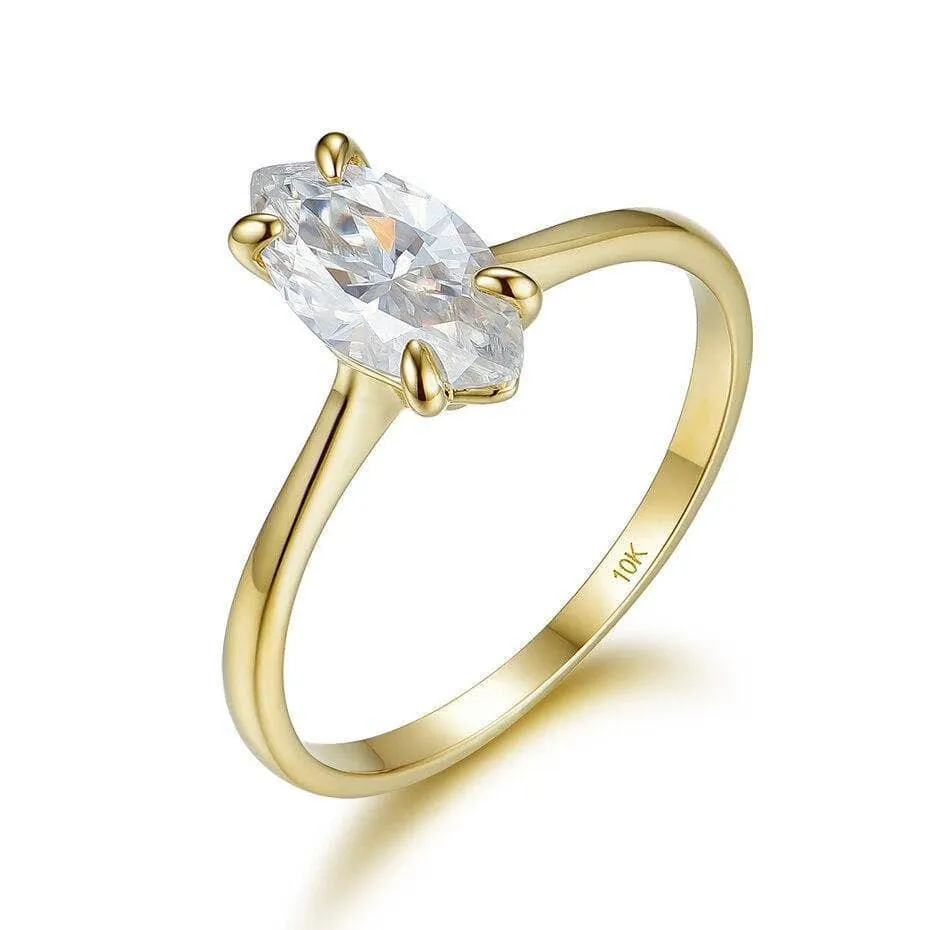 10K Yellow Gold Marquise Cut Diamond Ring