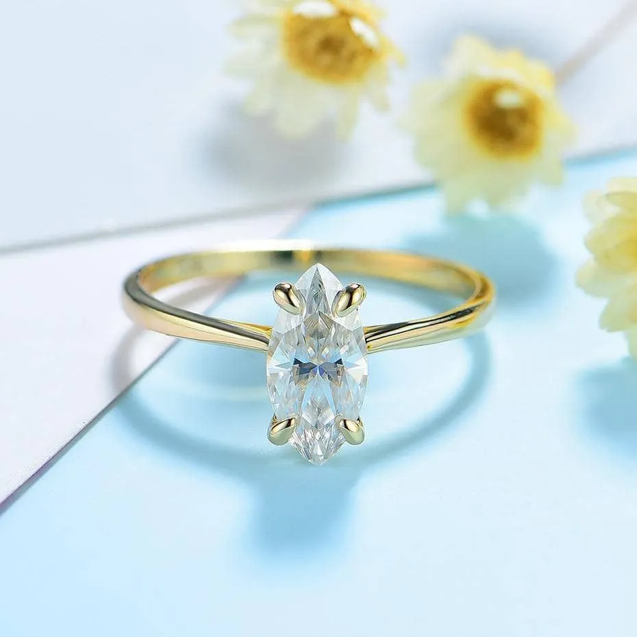 10K Yellow Gold Marquise Cut Diamond Ring