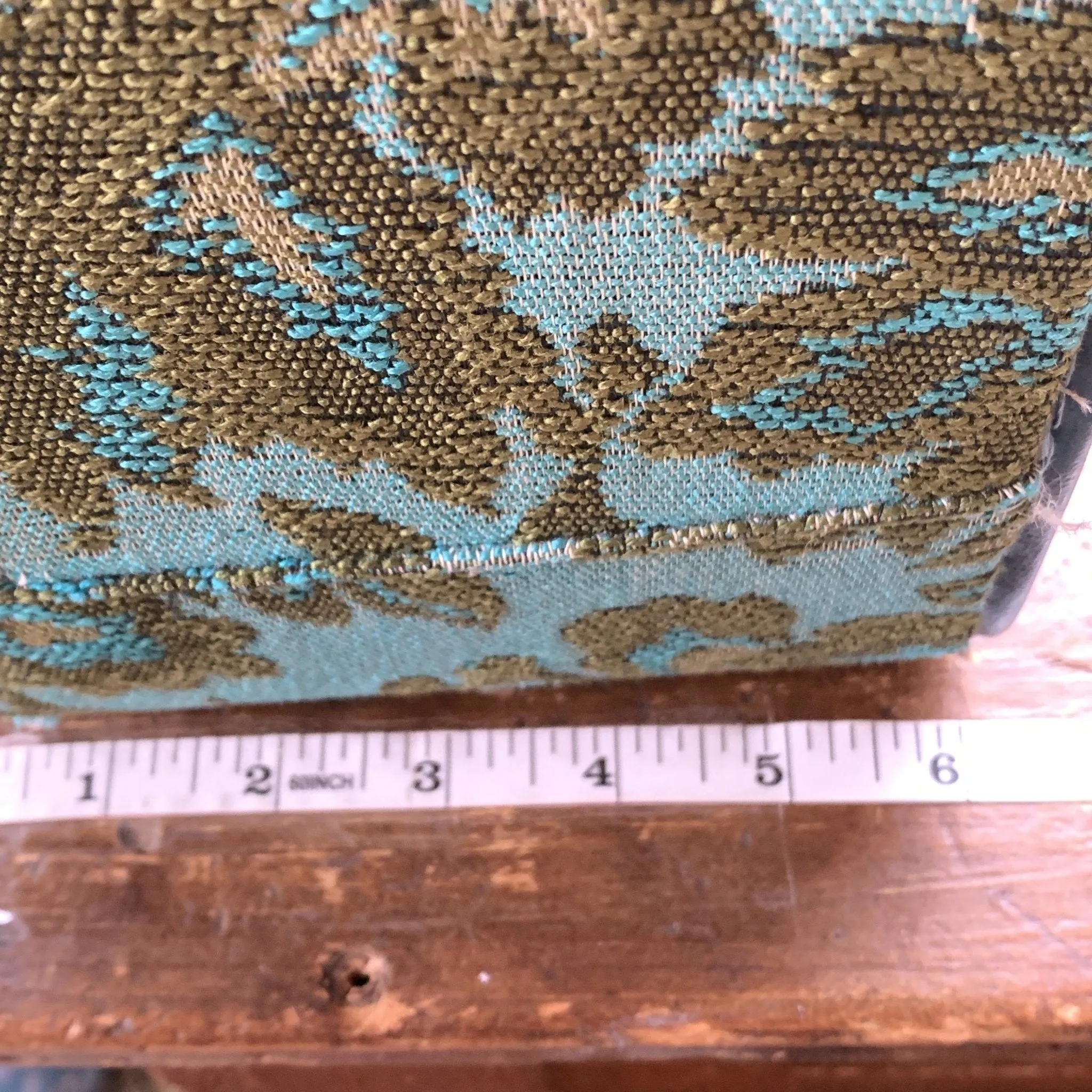 1950s Tapestry Suitcase a in Bright Turquoise and Green Brocade Floral Pattern. Perfect Overnight Bag