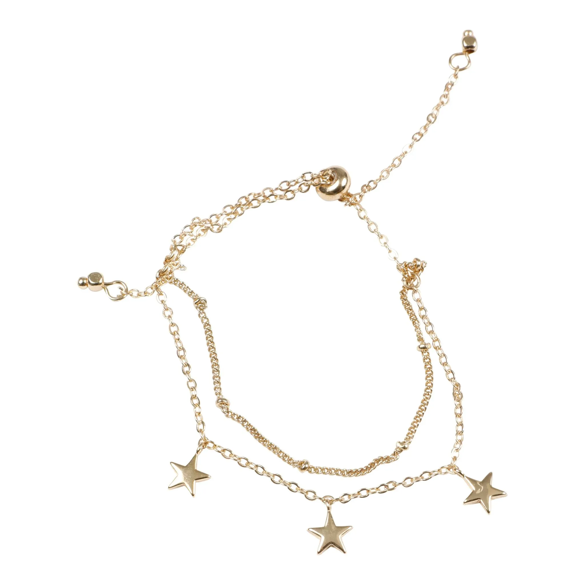 3 Star Double Gold Link Bracelet