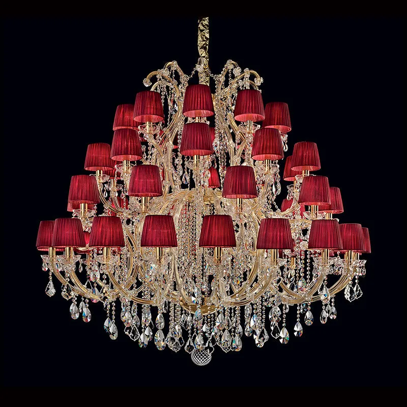 50 Lights Tiered Chandelier 63X61 Inch Large Gold Crystal Chandelier Lighting