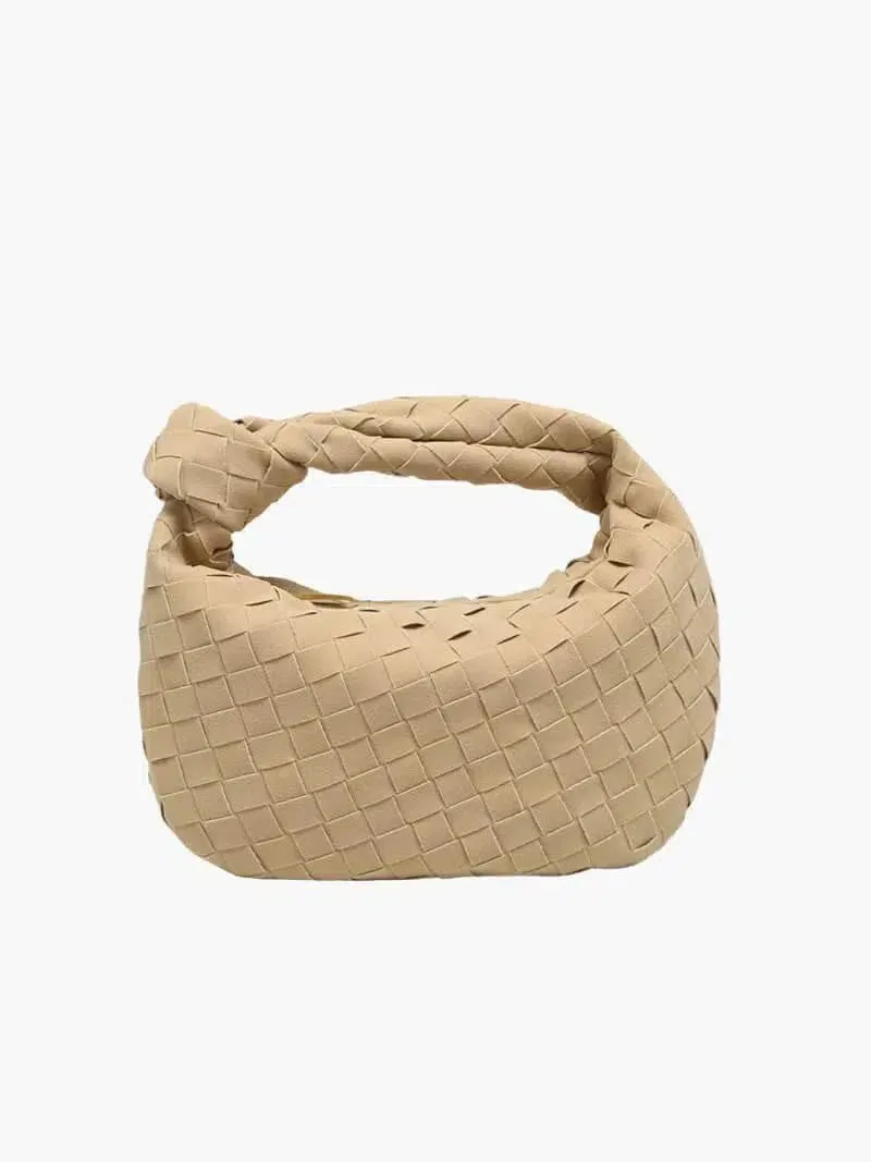 Amara – Chic knot details – Woven suede handbag