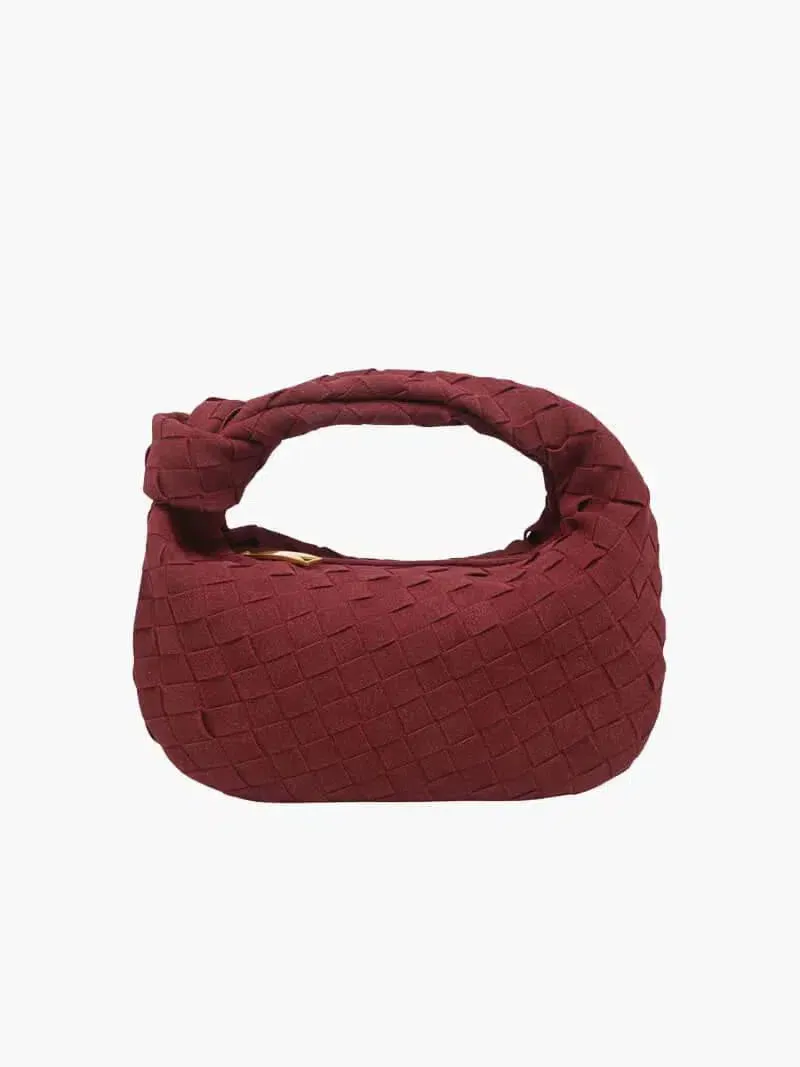 Amara – Chic knot details – Woven suede handbag