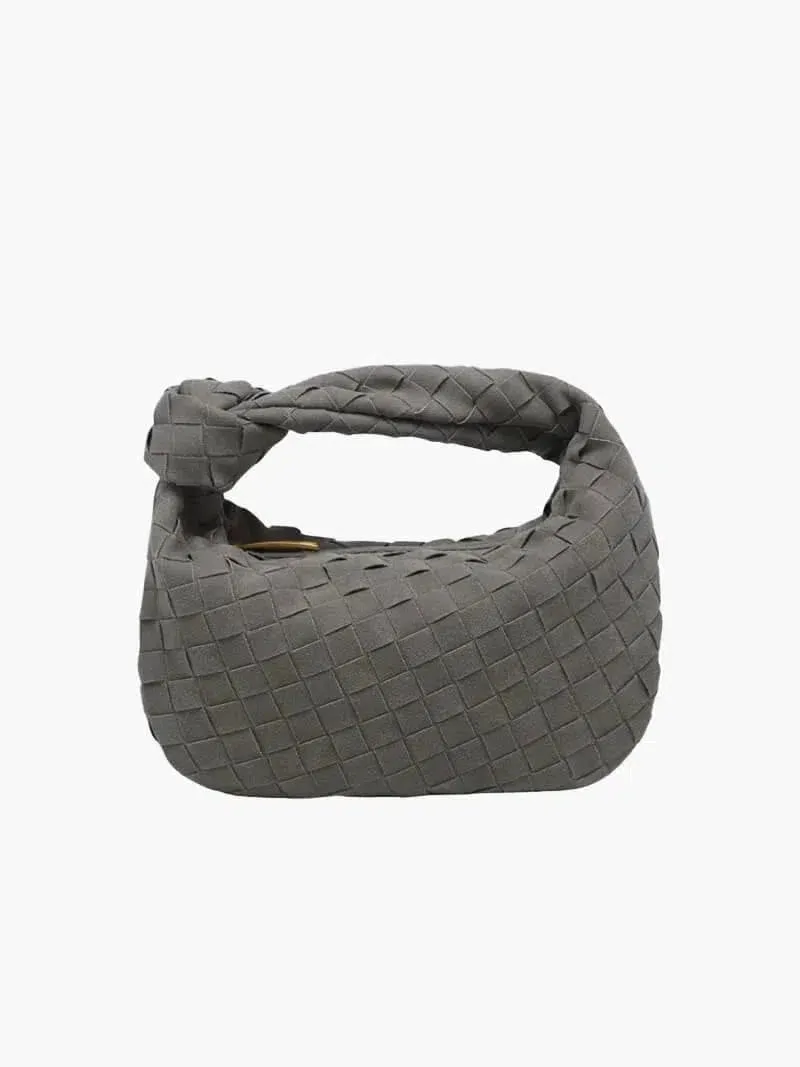 Amara – Chic knot details – Woven suede handbag