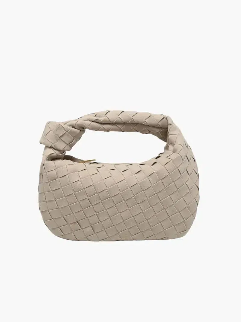 Amara – Chic knot details – Woven suede handbag