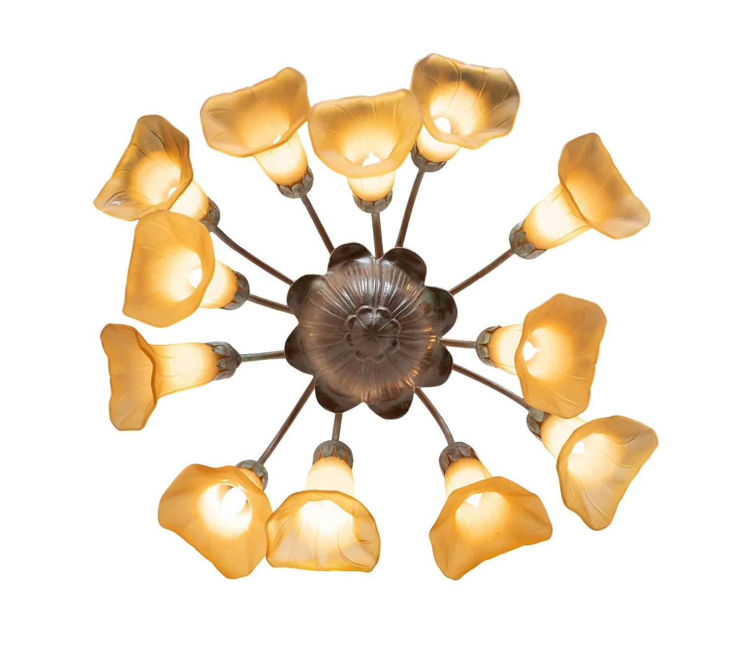 Amber Tiffany Pond Lily 12 Light Chandelier