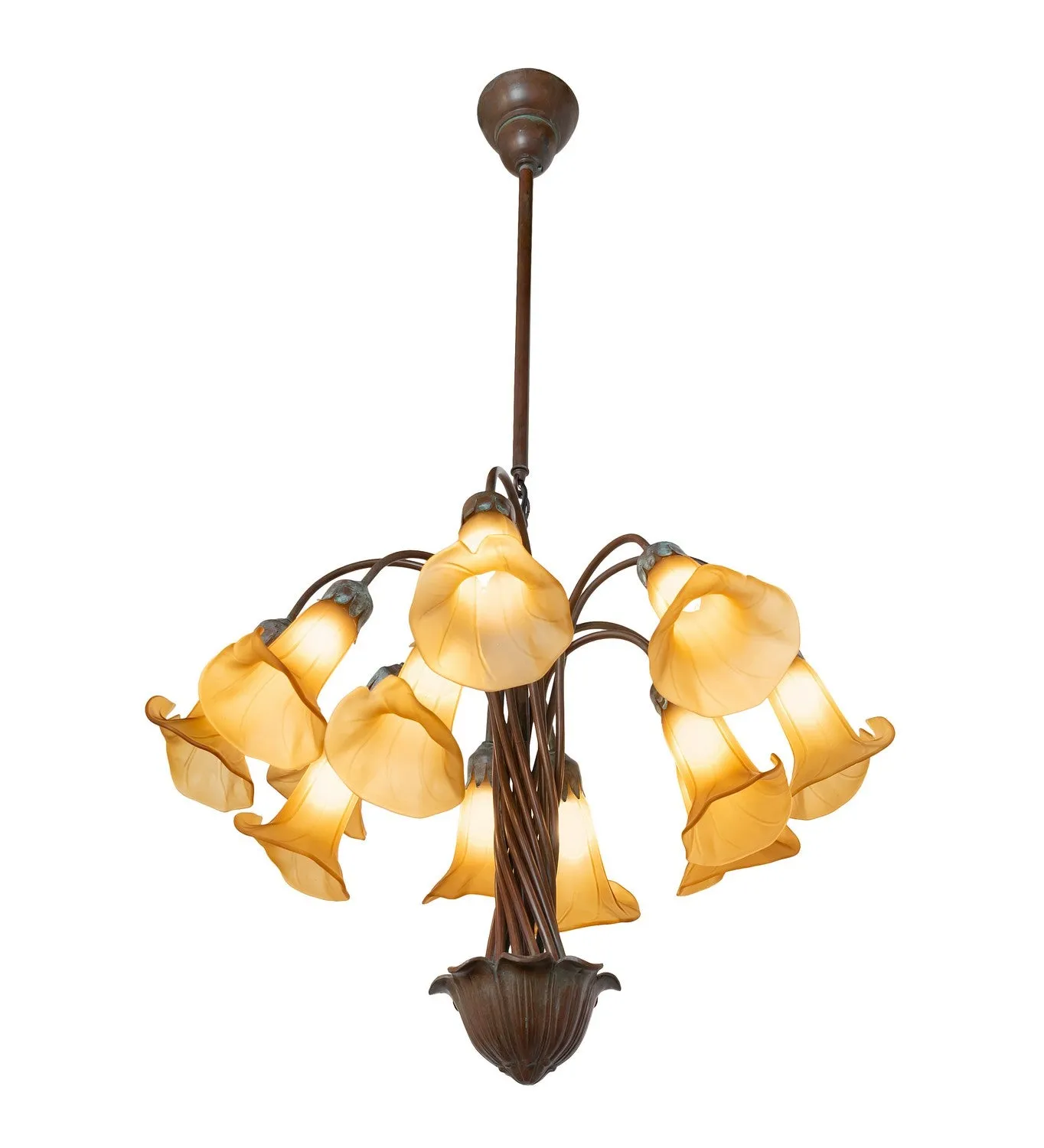 Amber Tiffany Pond Lily 12 Light Chandelier