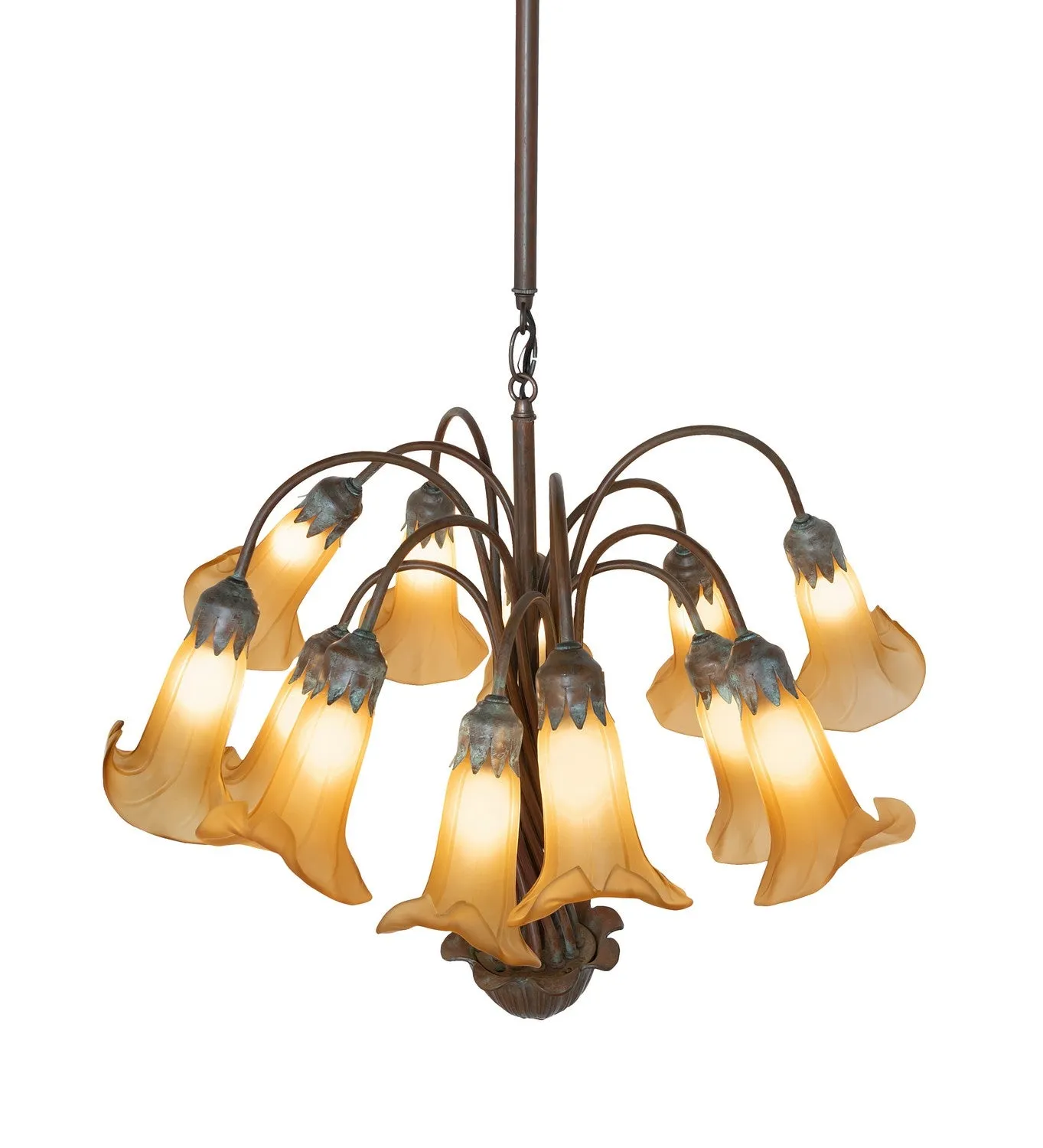 Amber Tiffany Pond Lily 12 Light Chandelier