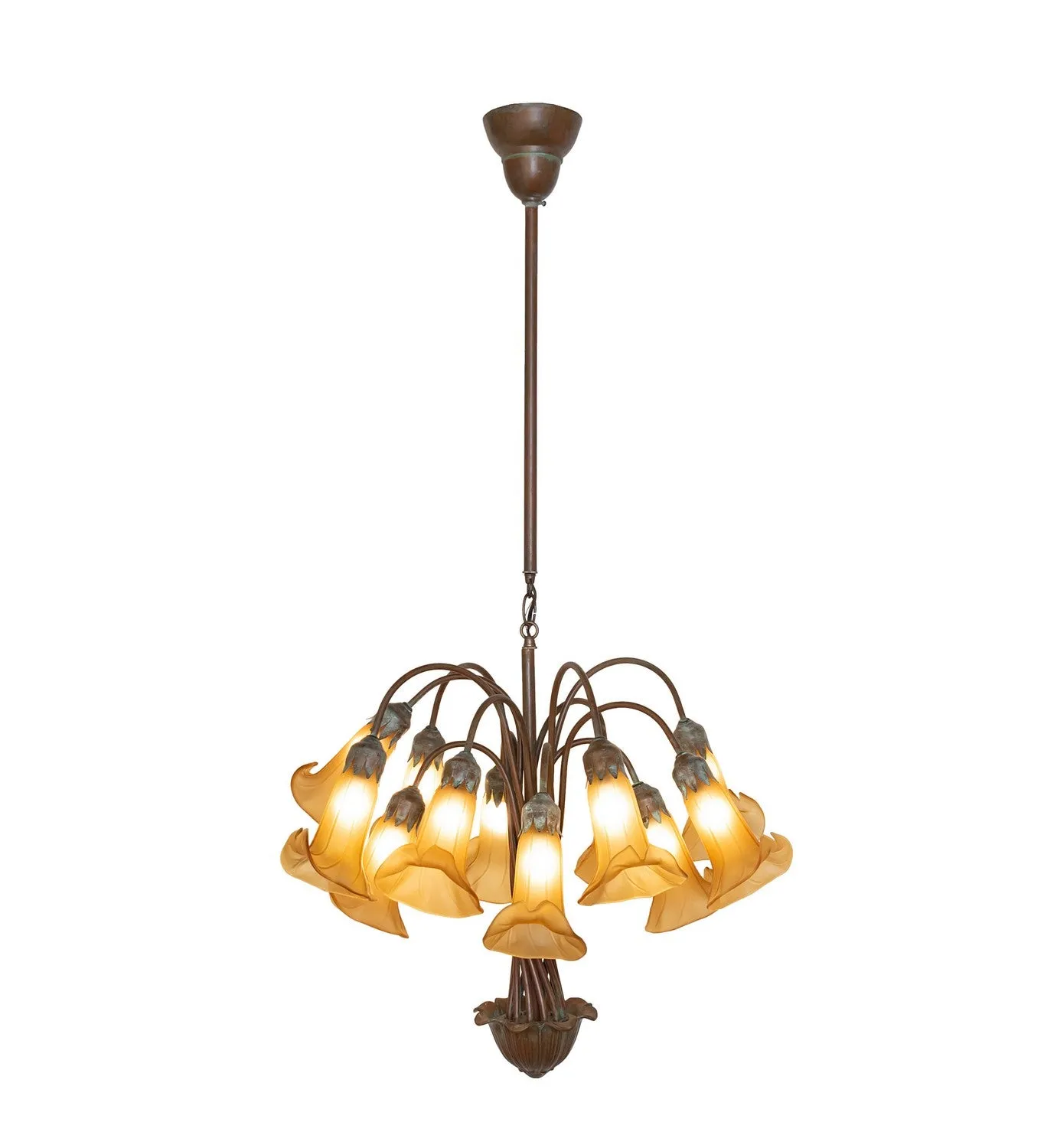 Amber Tiffany Pond Lily 12 Light Chandelier