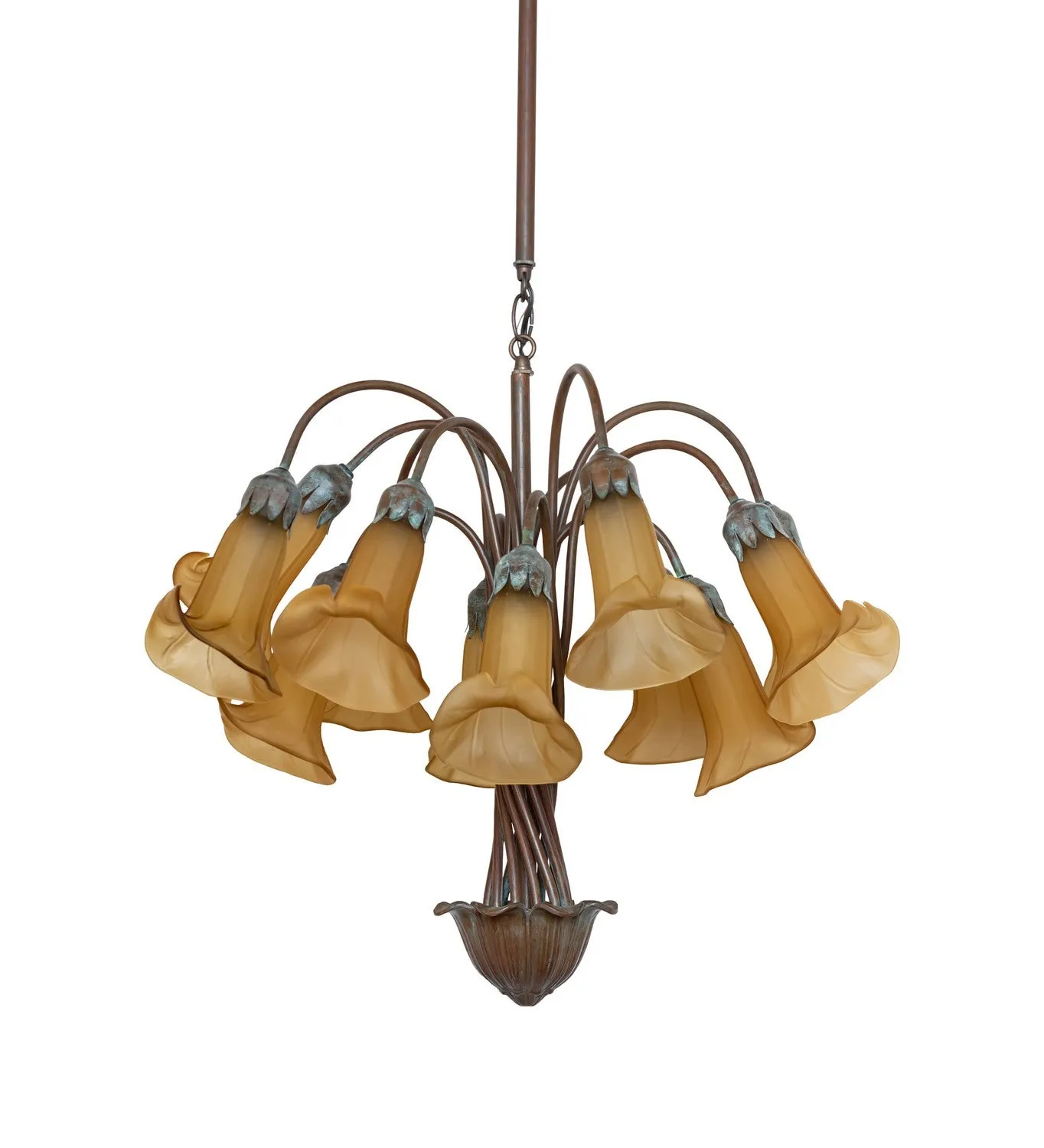 Amber Tiffany Pond Lily 12 Light Chandelier