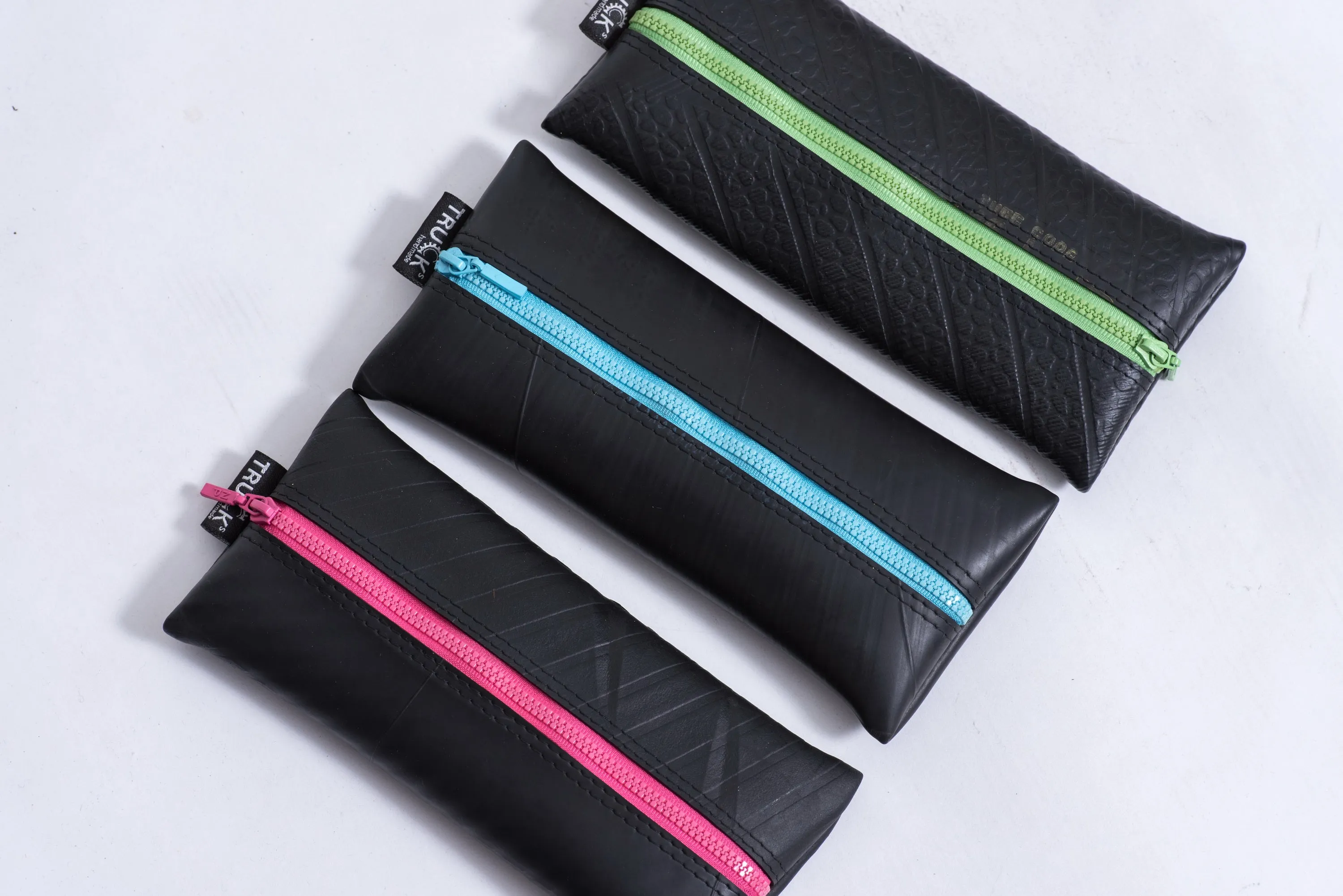 Assorted 3 Piece Recycled Rubber Pencil Case