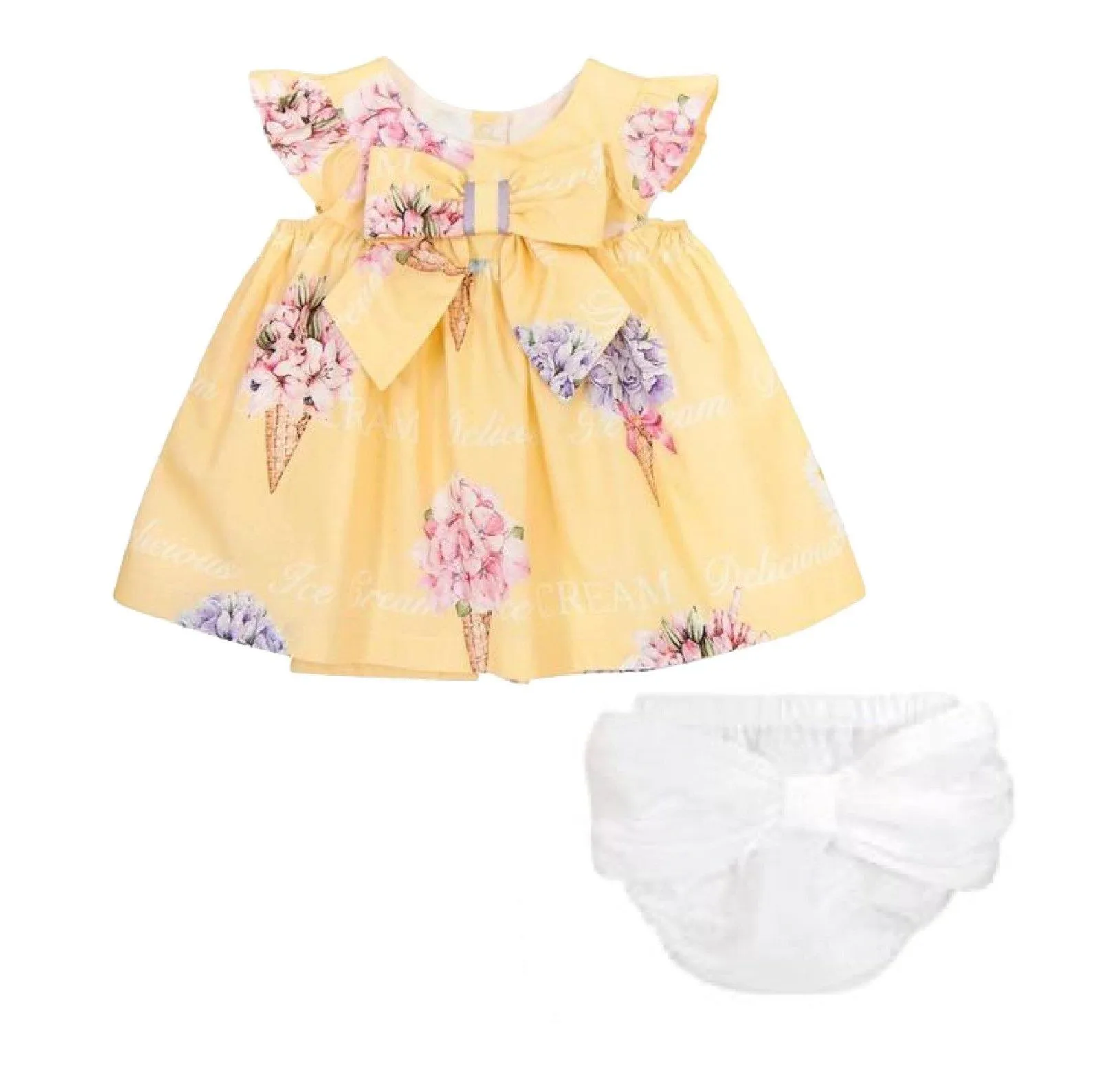 Baby Girls Yellow Dress & Bloomer Set