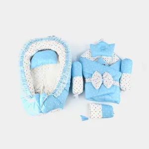 Baby Snuggle Bed Set 9pcs Polka Dot | Sky Blue