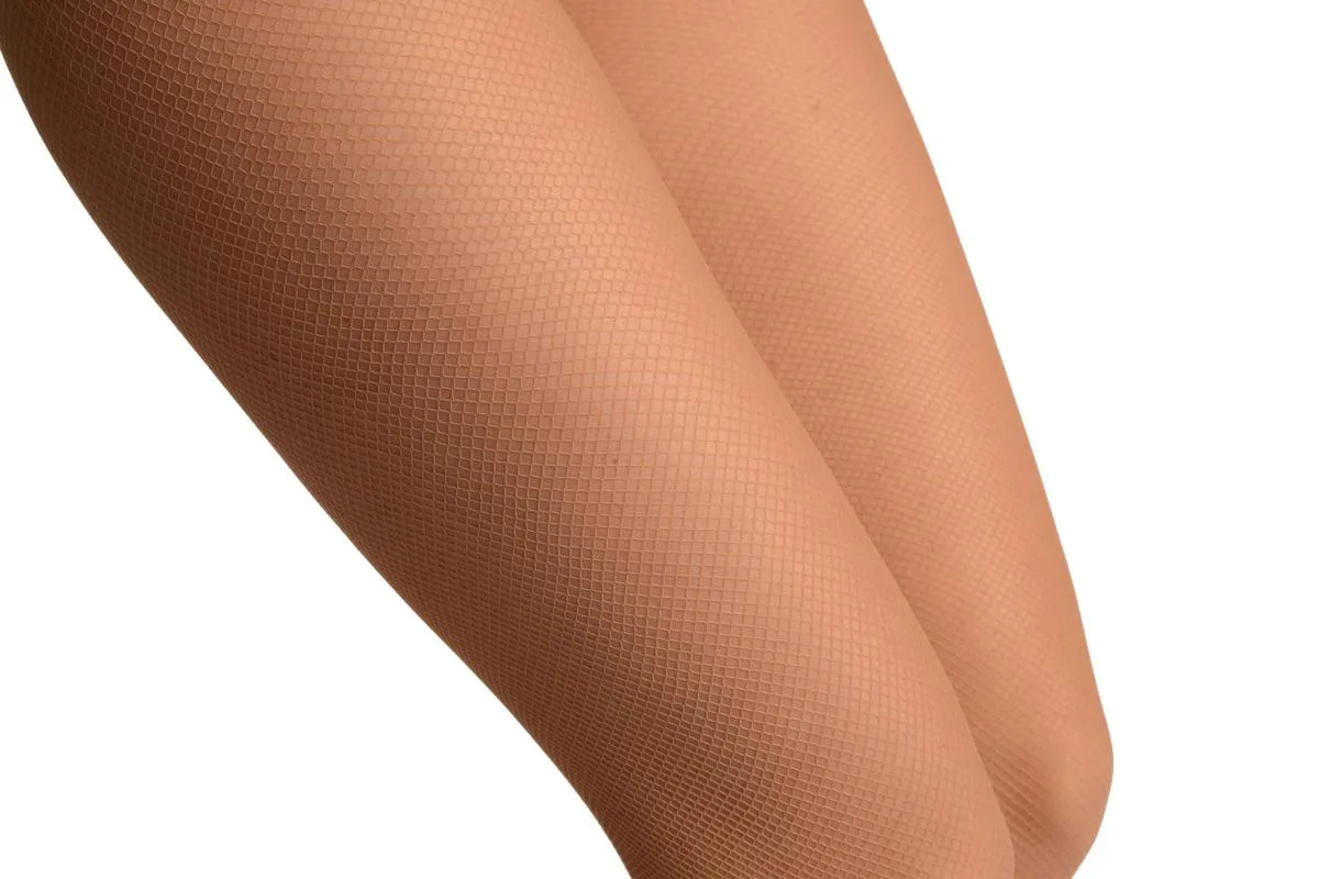 Beige Luxurious Small Mesh Fishnet Tights