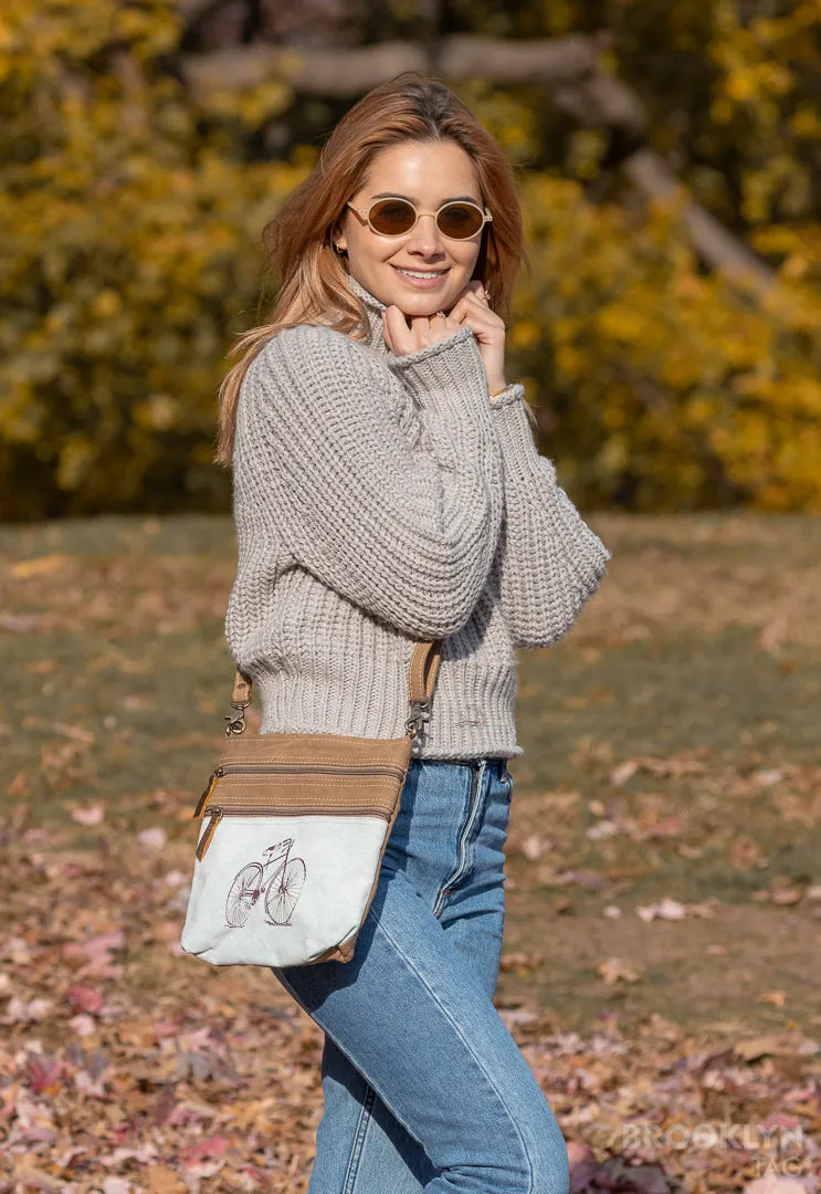 Blue bike Crossbody Canvas Bag