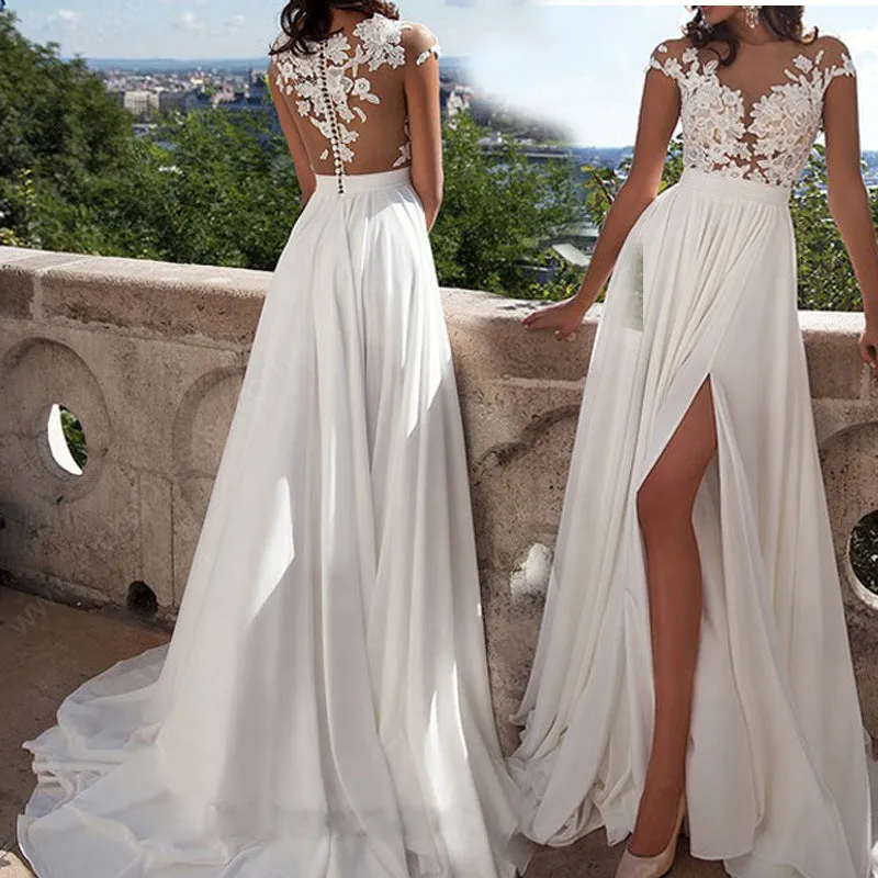 Bohemian Chic Wedding Dress Sexy Lace Split