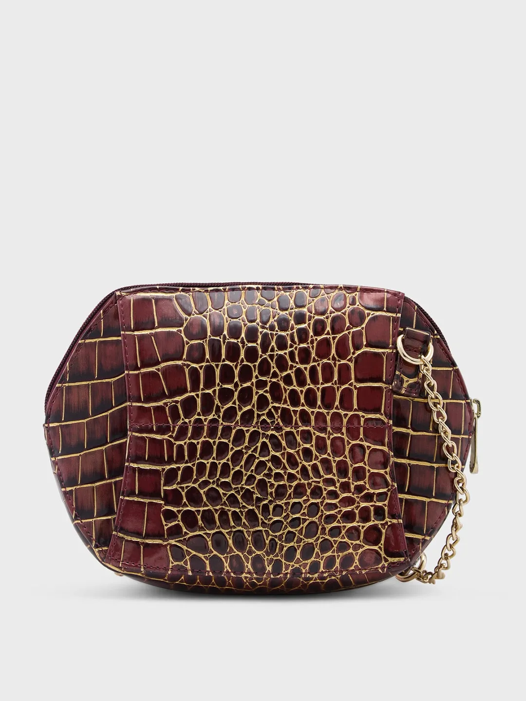 Caprese Miranda Sling Small Croco Womens Handbag Burgundy