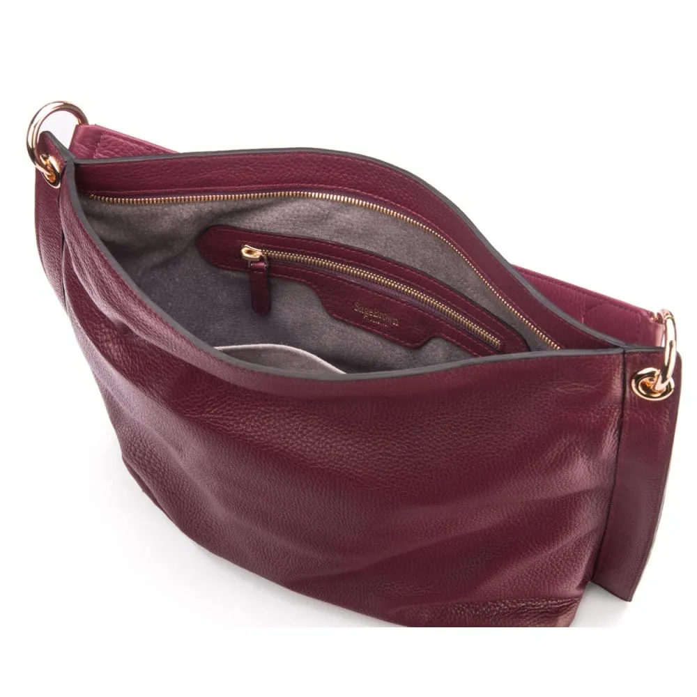 Carol Ann Slouchy Leather Shoulder Bag - Burgundy