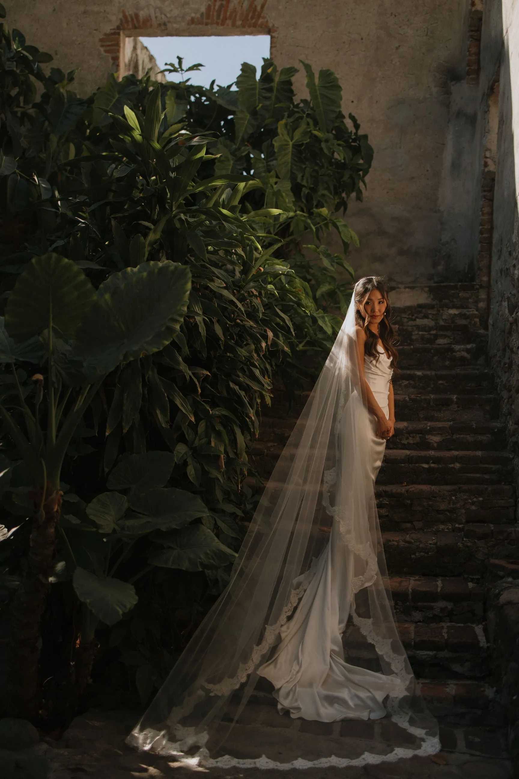 Cathedral Mantilla Veil with Eyelash Lace Trim, White or Ivory Lace Wedding Veil