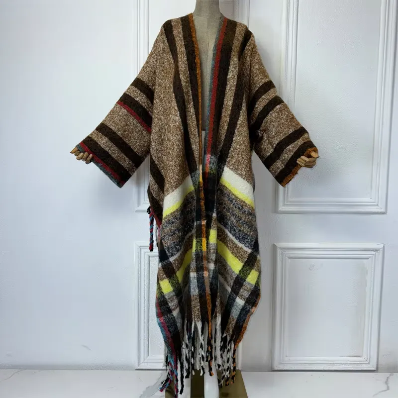 Checkmate Chic Wool Kimono