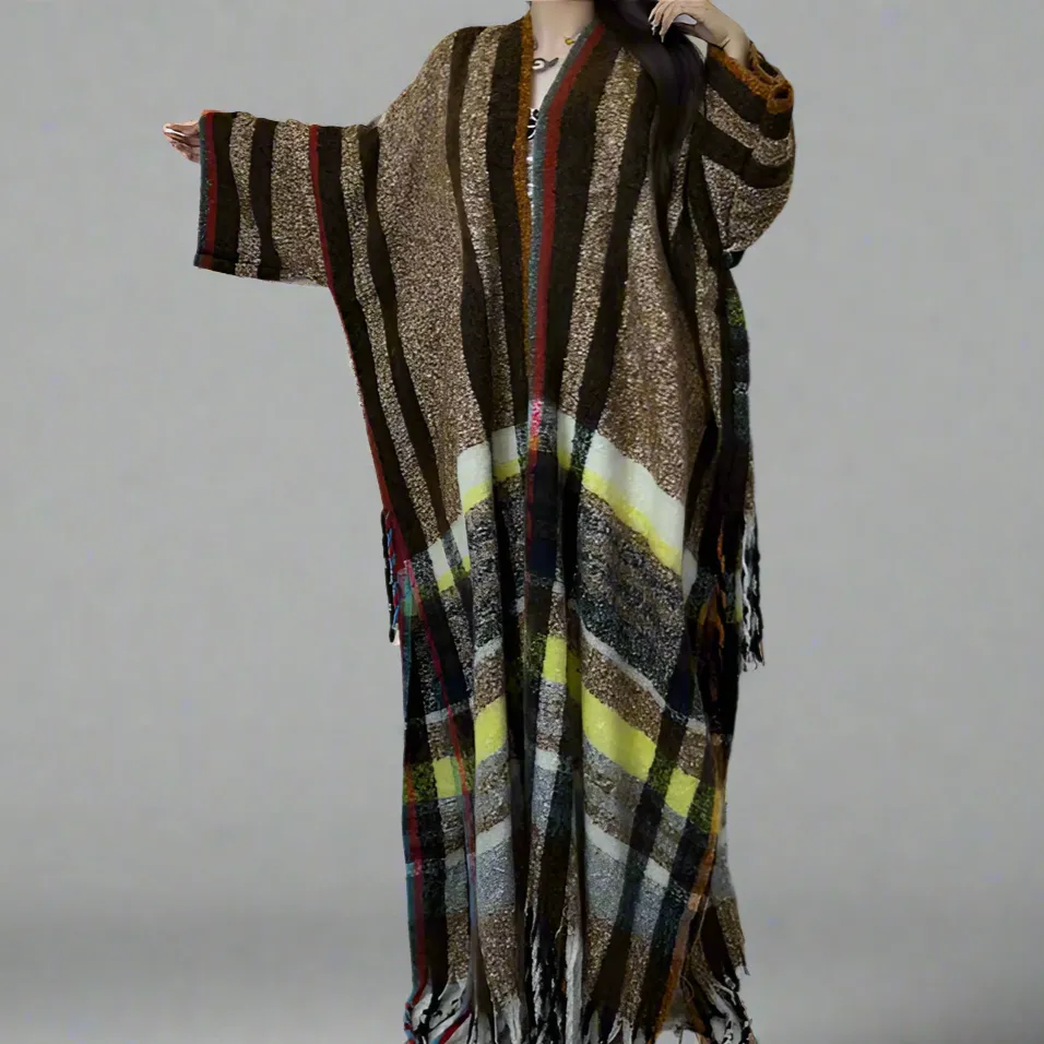 Checkmate Chic Wool Kimono