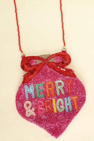 CHRISTMAS ORNAMENT BEAD EMBELLISHED BAG