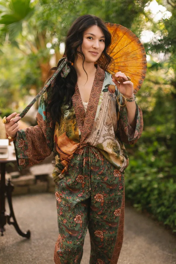 Cropped Bamboo Kimono Cardigan Secret Garden with Swan - Not included in Black Friday Sale