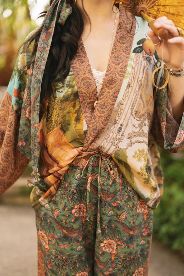 Cropped Bamboo Kimono Cardigan Secret Garden with Swan - Not included in Black Friday Sale