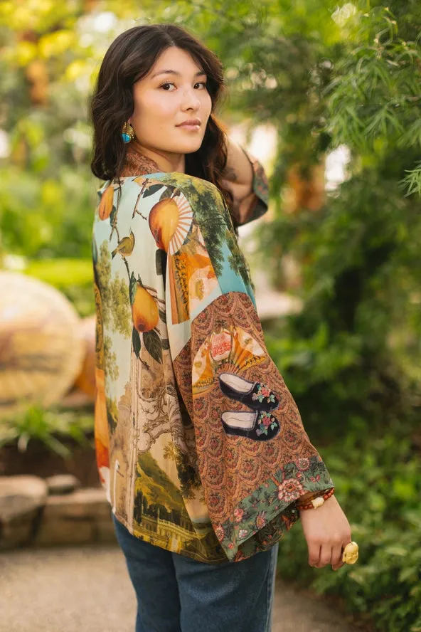 Cropped Bamboo Kimono Cardigan Secret Garden with Swan - Not included in Black Friday Sale