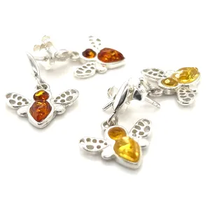 Cute Amber Bee Earrings