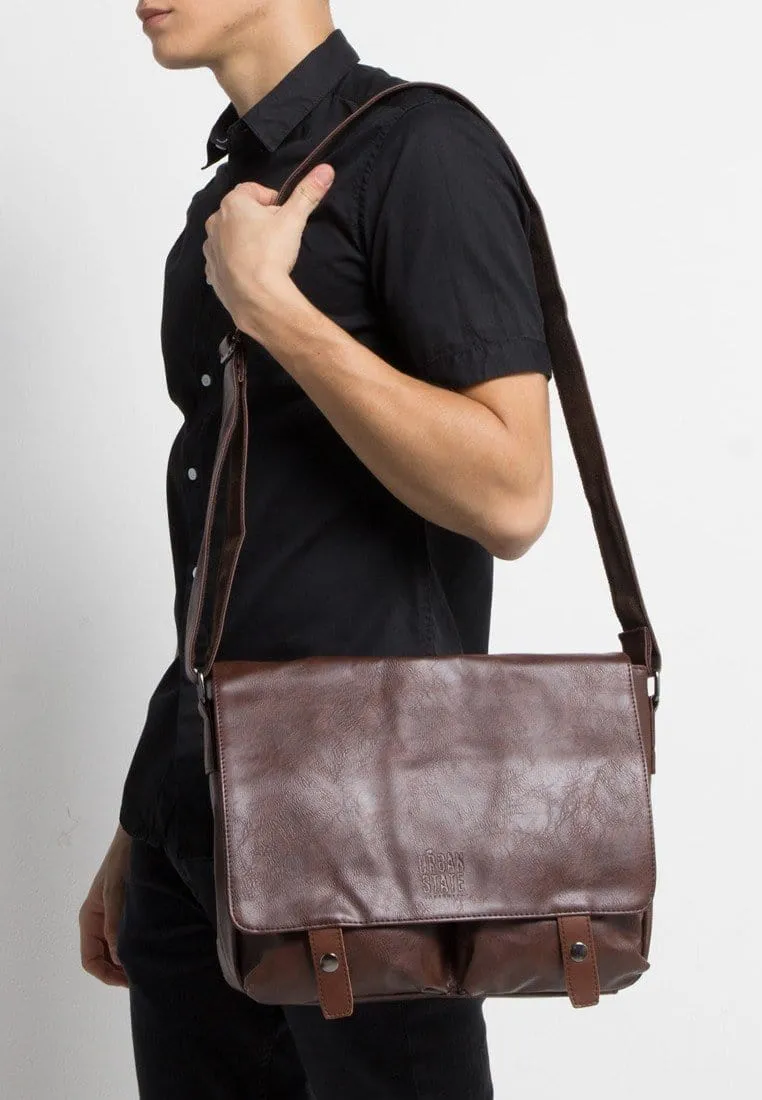 Distressed Leather EDC Medium Messenger Bag - Dark Brown