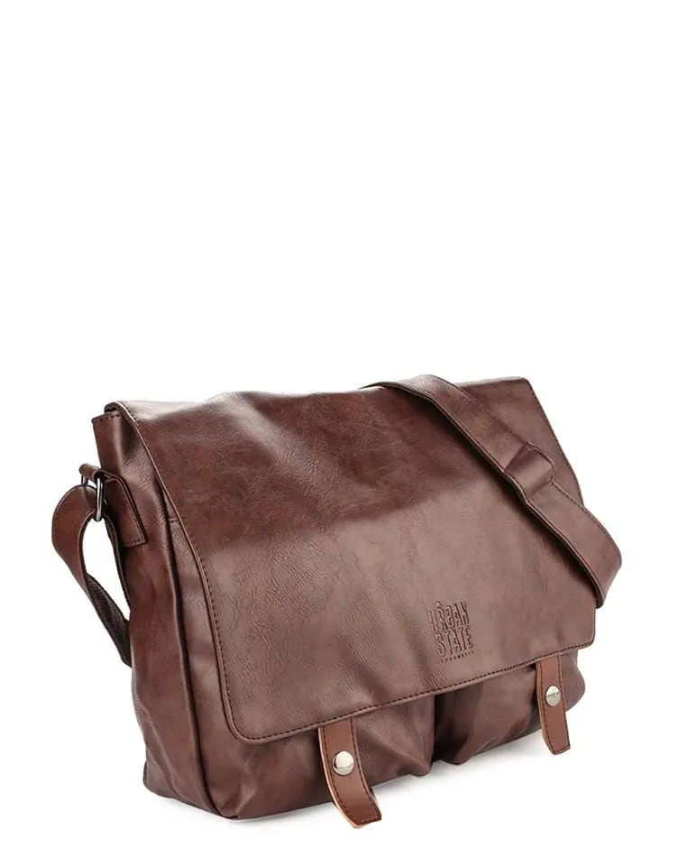 Distressed Leather EDC Medium Messenger Bag - Dark Brown