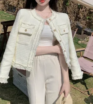 Elegant Classy Golden Button White Jacket