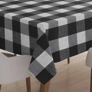 Encasa Cotton Rectangle Table Cloth for 7.5 ft | (140x230 cm) | Buffalo Black Checks | Dining Tablecloth for Decoration