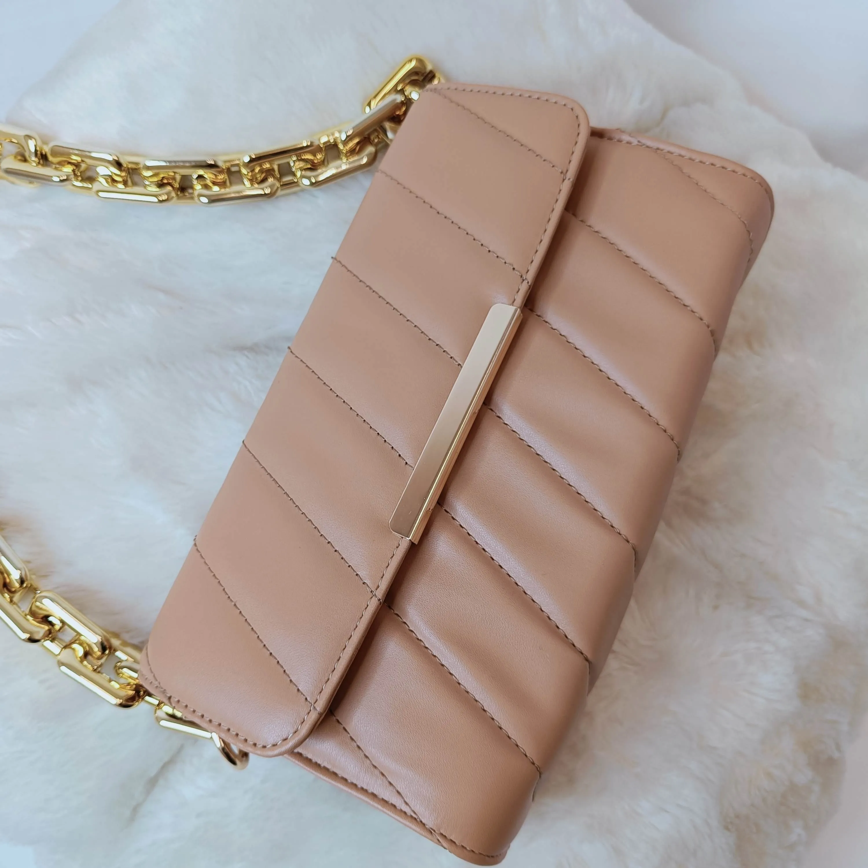 Flap Gold Plated Shoulder Bag