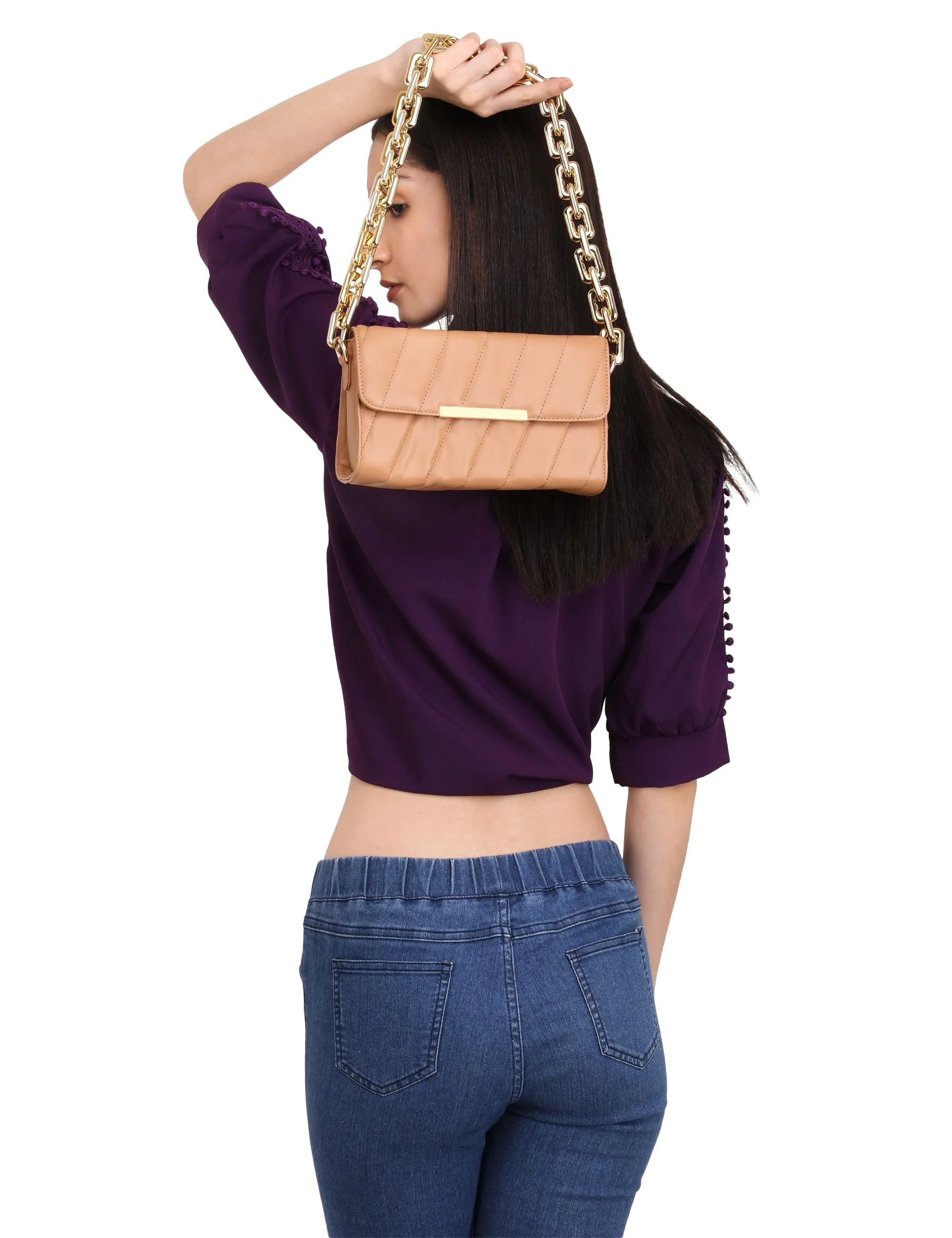 Flap Gold Plated Shoulder Bag