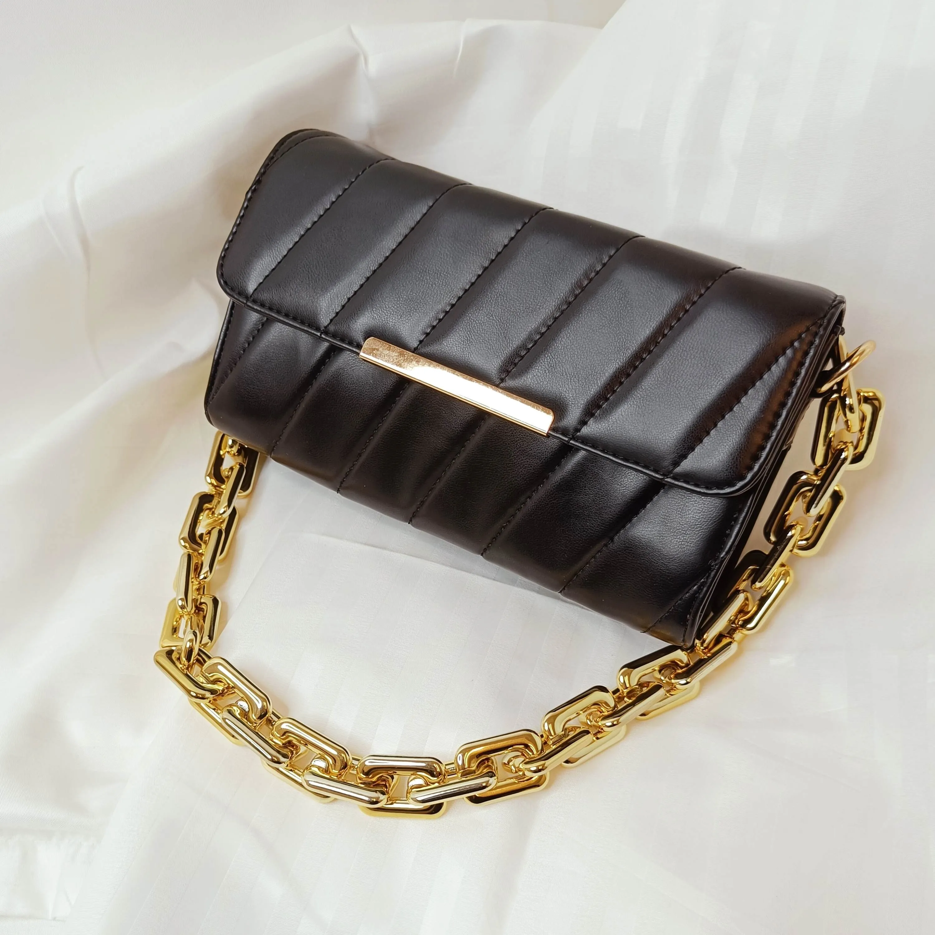 Flap Gold Plated Shoulder Bag