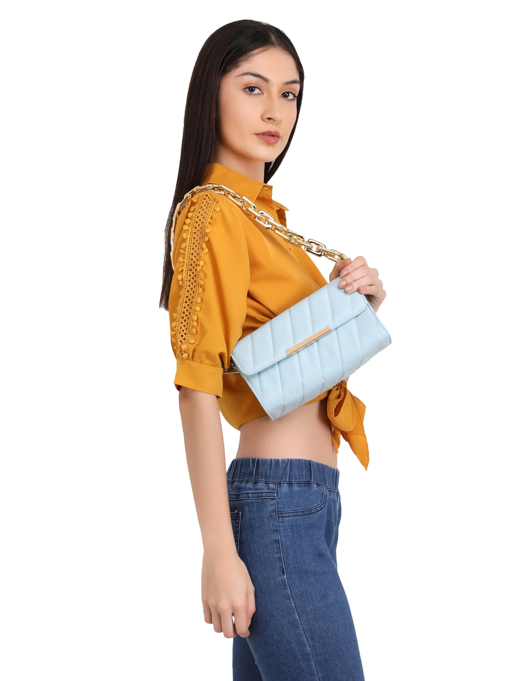 Flap Gold Plated Shoulder Bag