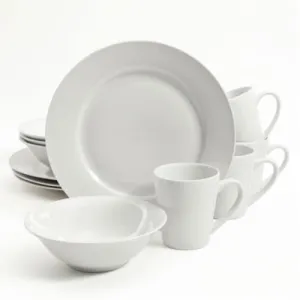 Gibson Home Noble Court 12 Piece Dinnerware Set, White