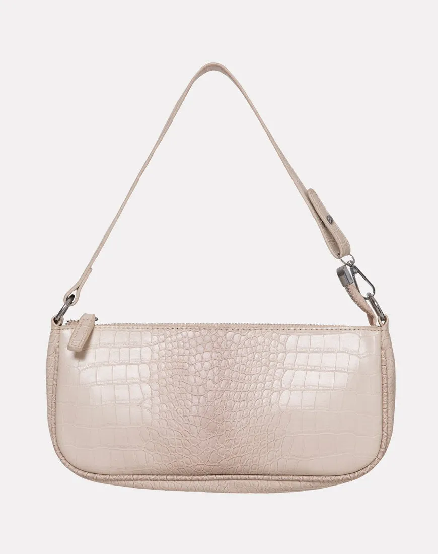 Gigi Shoulder Bag in Croc Beige