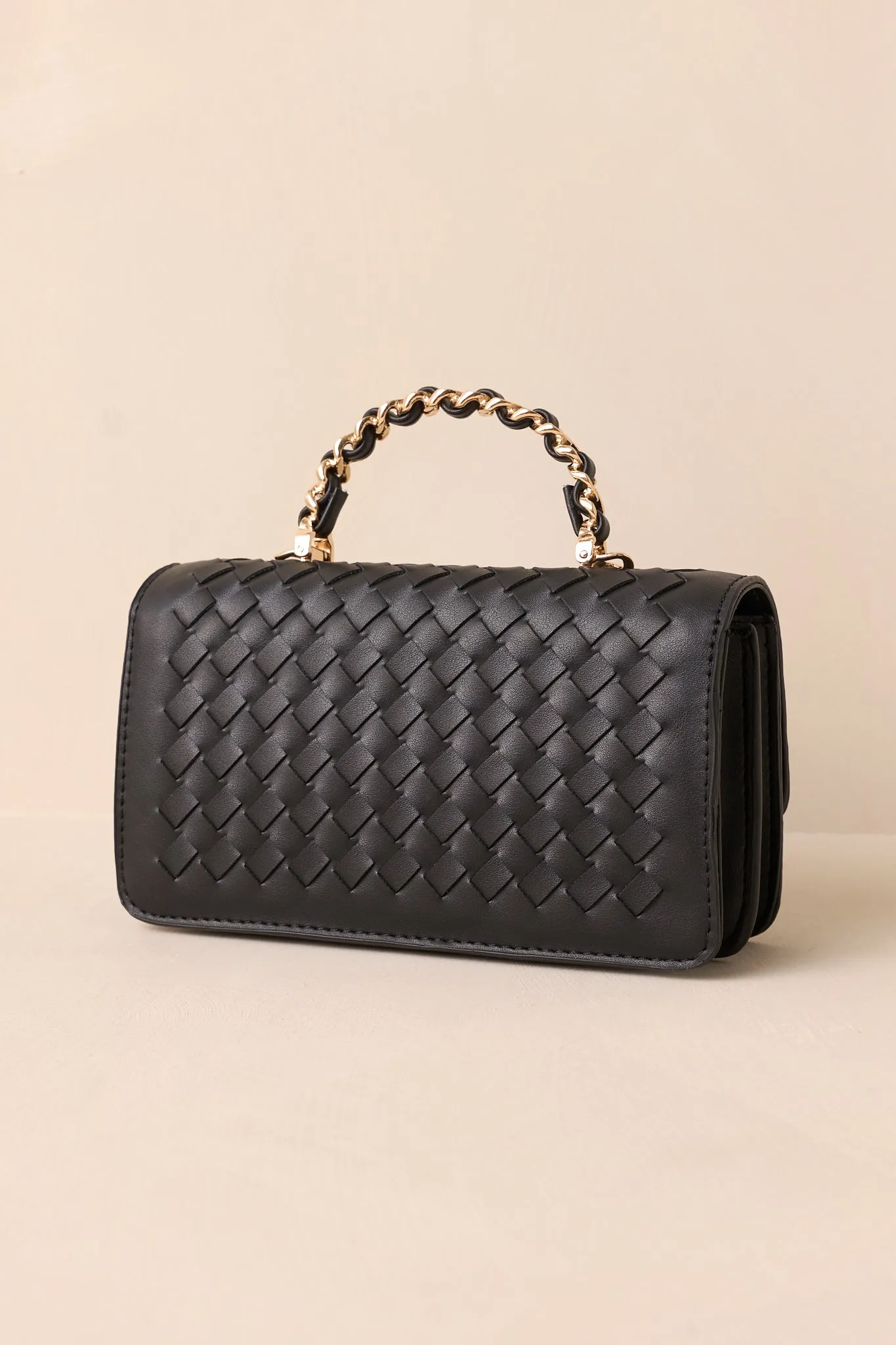 Glass Meadow Black Woven Faux Leather Handbag