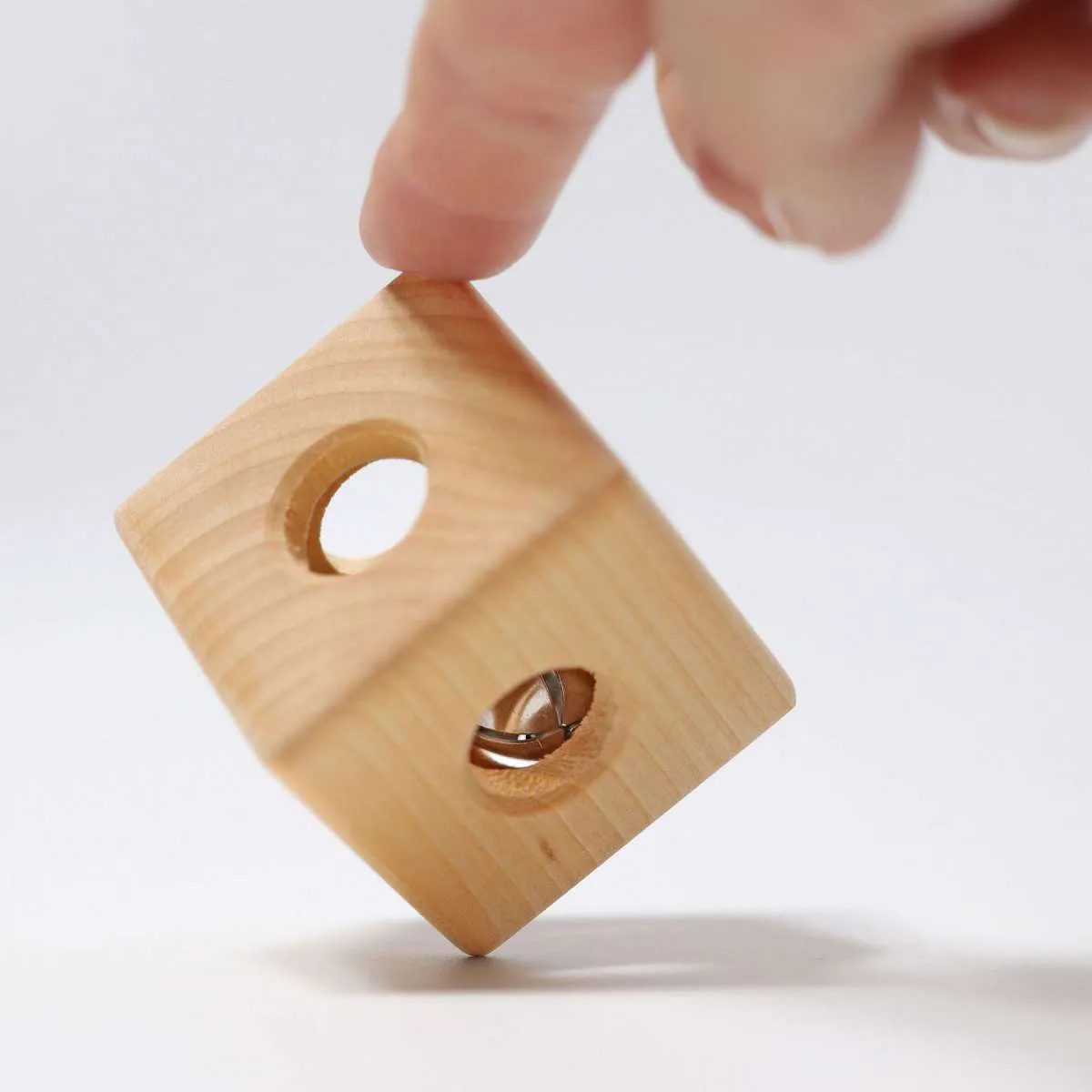 Grimm's Wooden Cube with Bell Rattle