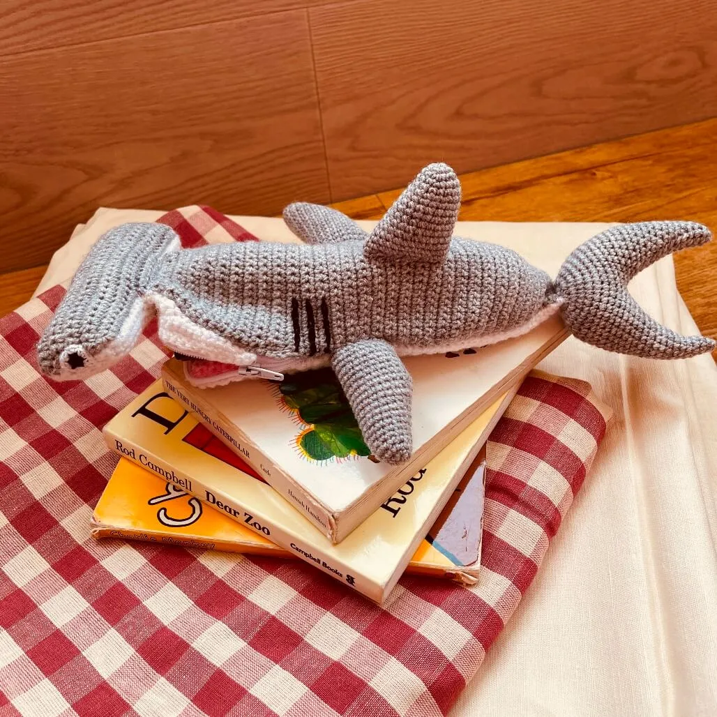 Hammerhead Shark Crocheted Pencil Case