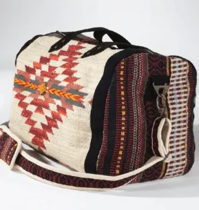 Hand Embroidered Aztec Print Duffle Bag