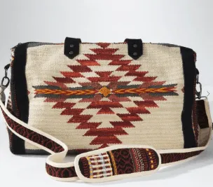 Hand Embroidered Aztec Print Duffle Bag