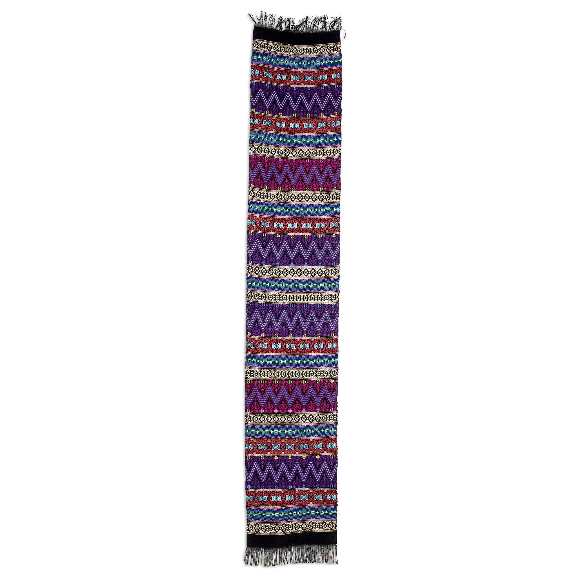 Handwoven Cotton Table Runner from Guatemala - Resplendent Tradition | NOVICA