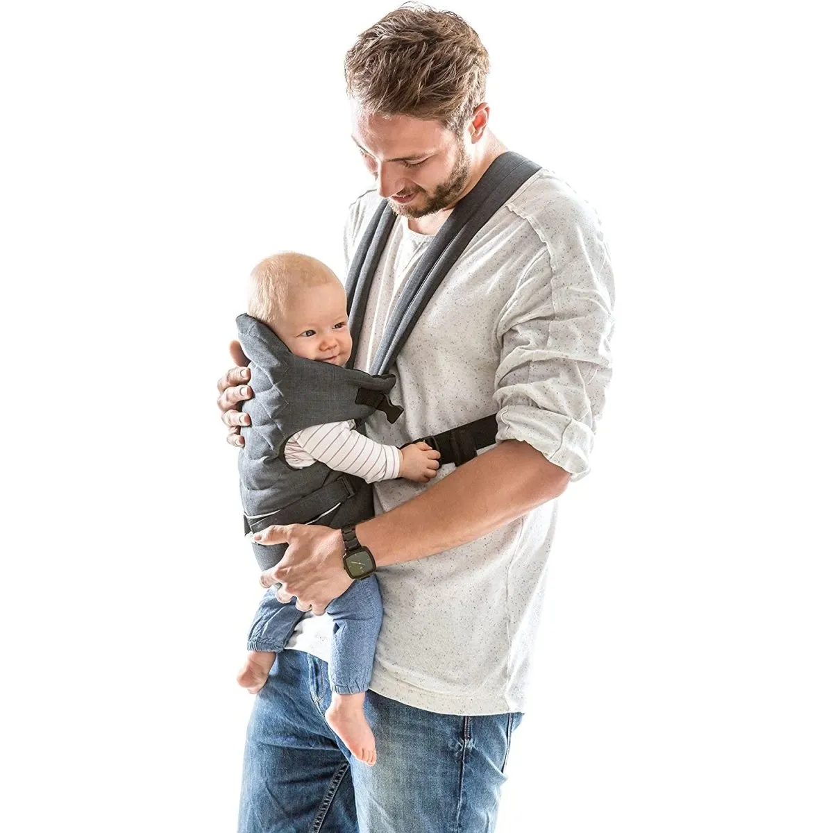 Hauck 2 Way Carrier- Baby Carrier With 4 Carry Positions-Melange Charcoal