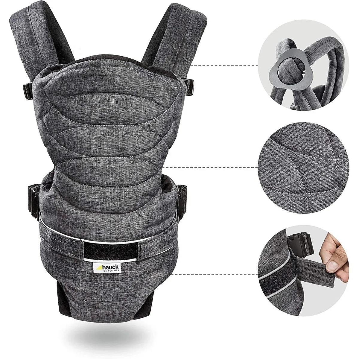 Hauck 2 Way Carrier- Baby Carrier With 4 Carry Positions-Melange Charcoal