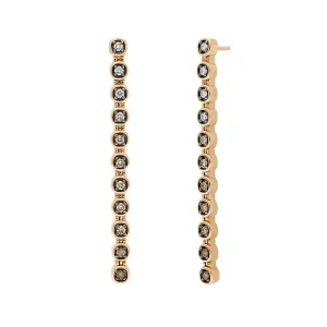 Ingot Cascading Line Earrings - Yellow Gold, Champagne & White Diamonds